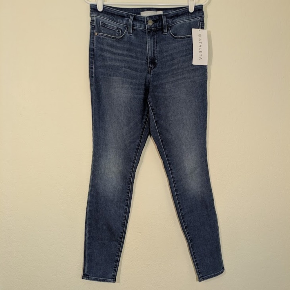 NWT Athleta Sculptek High Rise Ultra Skinny Jean In True Blue Women's Size 8 New